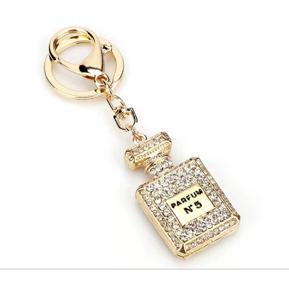 Unbranded Accessories - Perfume Bottle Rhinestone Keychain Pendant Bag Charm - Silver/Gold 3